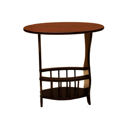 22.5' Tall Wooden End Table with Magazine Rack, Oval Shaped with Cherry finish