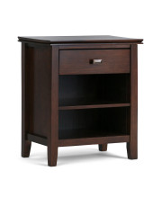 Artisan Solid Wood 24 Inch Wide Contemporary Bedside Nightstand Table In Russet Brown
