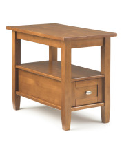 Warm Shaker Solid Wood 14 Inch Wide Rectangle Rustic Narrow Side Table In Light Golden Brown