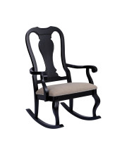 Tress Black With Natural Linen Rocking Chair