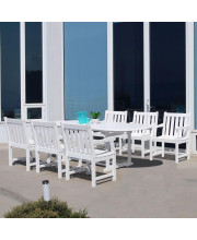 Bradley Eco-friendly 7-piece Outdoor White Hardwood Dining Set with Oval Extention Table and Arm Chairs