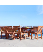 V144SET40 Eco-friendly 9-piece Outdoor Hardwood Dining Set with Rectangle Extension Table and Armless Chairs