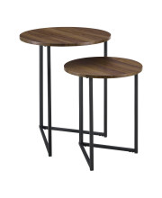 2-Piece V-Leg Nesting Side Tables - Dark Walnut/Black