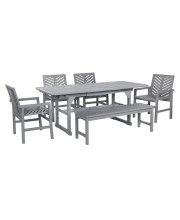 6-Piece Extendable Outdoor Patio Dining Set - Grey Wash