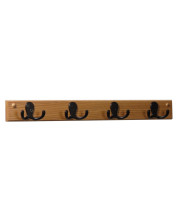 Wooden Mallet 4 Double Prong Hook Rail/Coat Rack , Light Oak