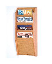 Wooden Mallet Cascade 4 Pocket Magazine Rack, Black/Mahogany