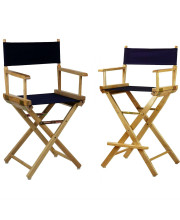 Casual Home 18" Director's Chair with 30" Director's Chair - Natural Frame with Navy Canvas