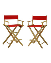 American Trails Extra-Wide Premium 30" Director's Chair Natural Frame with Red Canvas, Bar Height (Pack of 2)