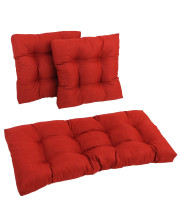 Square Spun Polyester Outdoor Tufted Settee Cushions (Set of 3) - Papprika