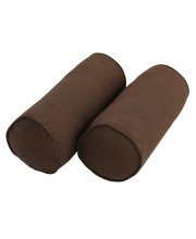 20-inch by 8-inch Double-corded Solid Twill Bolster Pillows with Inserts (Set of 2) - Chocolate
