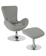 Egg Series Light Gray Fabric Side Reception Chair with Ottoman