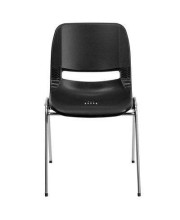 HERCULES Series 440 lb. Capacity Black Ergonomic Shell Stack Chair with Chrome Frame and 14'' Seat Height - RUT-14-BK-CHR-GG