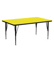 24''W x 60''L Rectangular Yellow HP Laminate Activity Table - Height Adjustable Short Legs - XU-A2460-REC-YEL-H-P-GG
