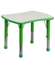 21.875''W x 26.625''L Rectangular Green Plastic Height Adjustable Activity Table with Grey Top - YU-YCY-098-RECT-TBL-GREEN-GG