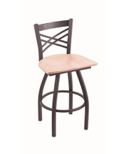 XL 820 Catalina 30" Bar Stool with Pewter Finish, Natural Maple Seat, and 360 swivel
