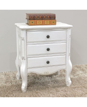 Windsor Carved Wood Three Drawer Table - Antique White