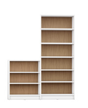 2- Piece Bookcase 9- Wide Shelves in White Matte and Maple Cream