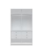 1.0 - 54.33 inch Wide He/ She Wardrobe with 6 Drawers in White