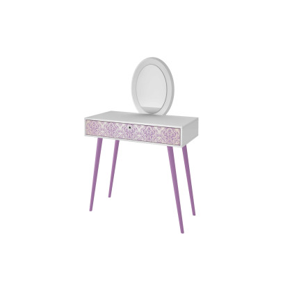 35.43in. Vanity with Mirror in White and Lavender