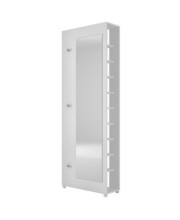 1.0- 10- Shelf with 3 Hooks and Full Length Mirror Shoe Closet in White