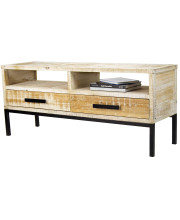 2-Shelf, 2-Drawer TV Stand - Wood Iron