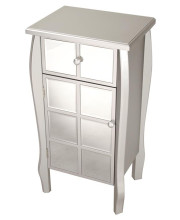1-Drawer, 1-Door Accent Cabinet w/ Mirror Accents - MDF, Wood Mirrored Glass