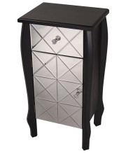1-Drawer, 1-Door Mirrored Front Accent Cabinet - MDF, Wood Mirrored Glass