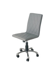 Armless Office Chair Gray Faux Leather High Density Foam Adjustable Height Aluminum Base With