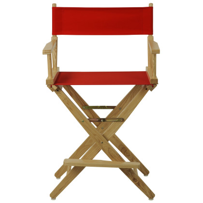 Extra-Wide Premium 24" Directors Chair Natural Frame W/Red Color Cover