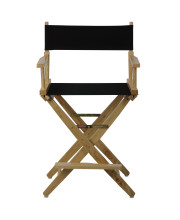 Extra-Wide Premium 24" Directors Chair Natural Frame W/Black Color Cover