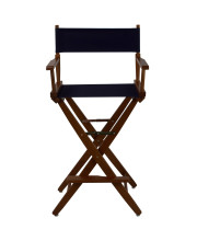 Extra-Wide Premium 30" Directors Chair Mission Oak Frame W/Navy Color Cover