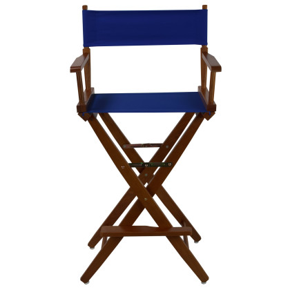 Extra-Wide Premium 30" Directors Chair Mission Oak Frame W/Royal Blue Color Cover