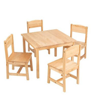 KidKraft Wooden Farmhouse Table & 4 Chairs Set, Childrens Furniture for Arts and Activity 