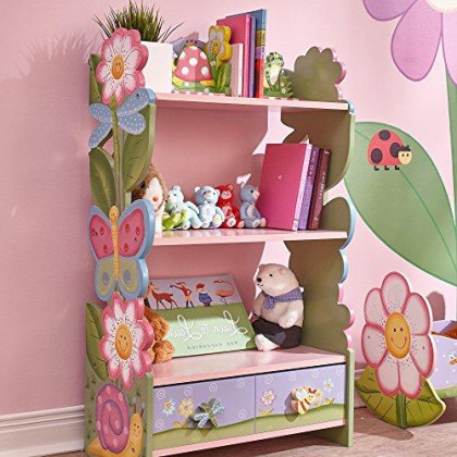 Fantasy Fields by Teamson Kids Magic Garden Kids Wooden Bookshelf with Storage Drawers, Multicolor, 22" x11.5x38