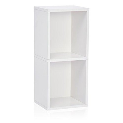 Way Basics Eco 2 Shelf Narrow Bookcase and Storage Unit White (Tool-Free Assembly and Uniquely Crafted from Sustainable Non Toxic zBoard paperboard)