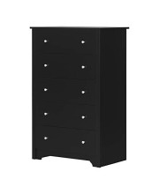 South Shore Vito Collection 5-Drawer Dresser, Black with Matte Nickel Handles