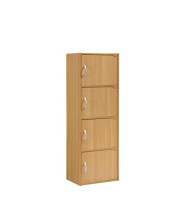 HODEDAH IMPORT 4-Shelf Bookcase Cabinet, Beech