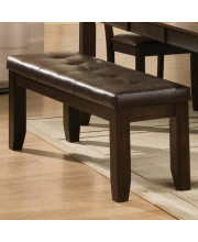 Dining Room Espresso Bench Tufted Leather