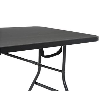 COSCO Deluxe 6 foot x 30 inch Fold-in-Half Blow Molded Folding Table, Black