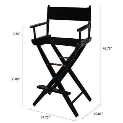 American Trails Extra-Wide Premium 30" Directors Chair Black Frame with Black Canvas, Bar Height