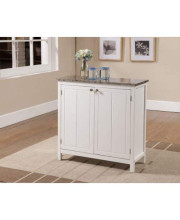Kings Brand White with Marble Finish Top Kitchen Island Storage Cabinet