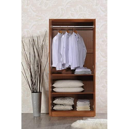 Hodedah 2 Door Wardrobe with Adjustable/Removable Shelves & Hanging Rod, Cherry