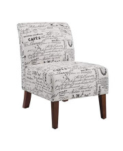 Linon Linen Script Lily, Dark Walnut Chair, 21.5" W x 29.5" D X 31.5" H