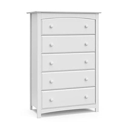 Storkcraft Kenton 5 Drawer Universal Dresser | Wood and Composite Construction, Ideal for Nursery, Toddlers or Kids Room | White