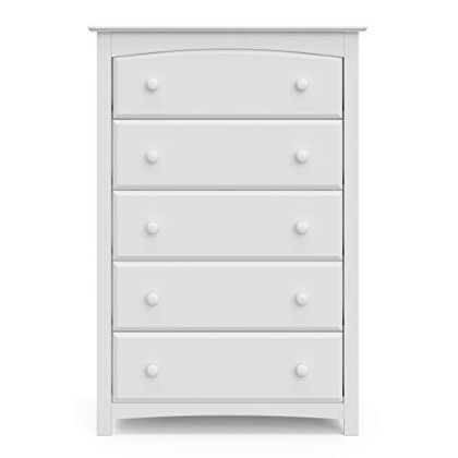 Storkcraft Kenton 5 Drawer Universal Dresser | Wood and Composite Construction, Ideal for Nursery, Toddlers or Kids Room | White