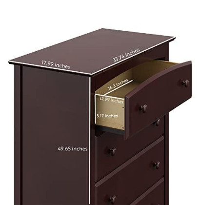Storkcraft Kenton 5 Drawer Universal Dresser | Wood and Composite Construction, Ideal for Nursery, Toddlers or Kids Room | Espresso