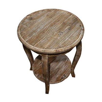 Austerity Reclaimed Wood Round End Table, Driftwood