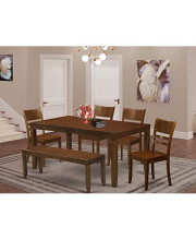 6 Pc Kitchen Table with bench-Table with Leaf and 4 Dining Chairs and 1 Bench