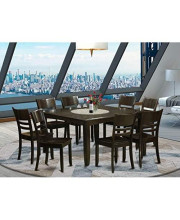 EAST WEST FURNITURE PFLY9-CAP-W 9 PC Dining room set Table with Leaf and 8 Kitchen Chairs, Wood Seat