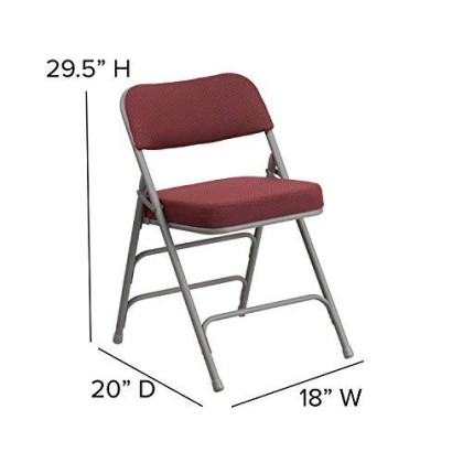 Flash Furniture HERCULES Series Premium Curved Triple Braced & Double Hinged Burgundy Fabric Metal Folding Chair